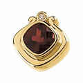 14K Yellow 8mm Genuine Mozambique Garnet & .03 CTW Diamond Round Pendant